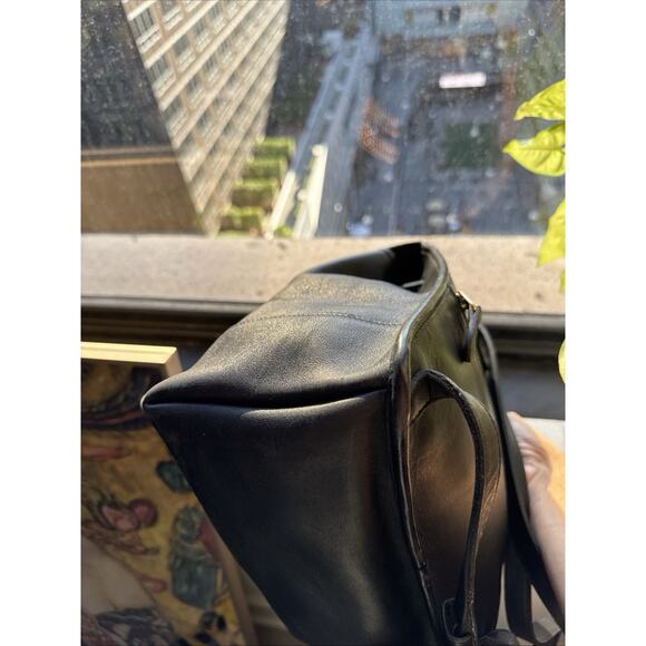 Vintage COACH Black Leather Backpack Daypack Bag Drawstring - Picture 7 of 11